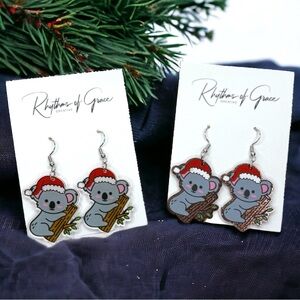 Festive Fun: Adorable Koala Santa Earrings to Brighten Your Holidays! Christmas